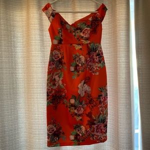 ASOS maternity floral off the shoulder dress